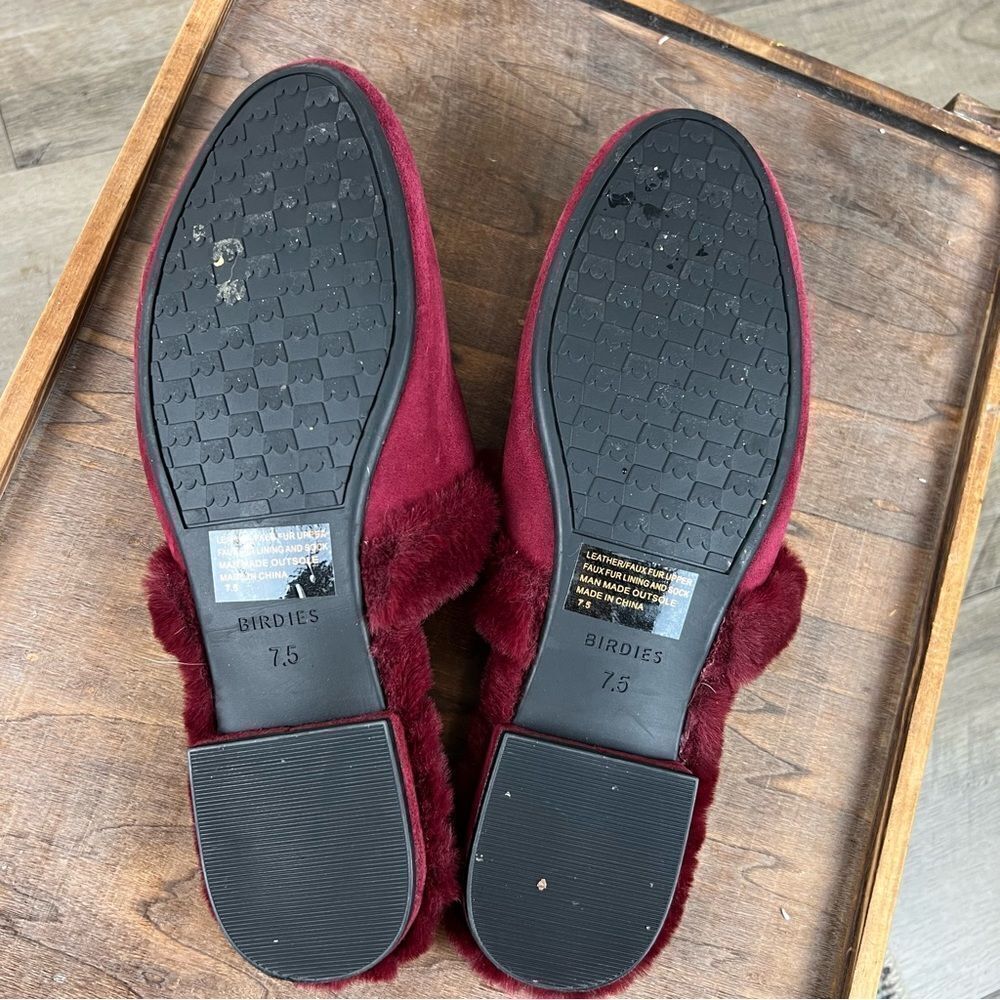 Birdies Merlot Fur Lined Songbird Mules 7.5 - Picture 8 of 11